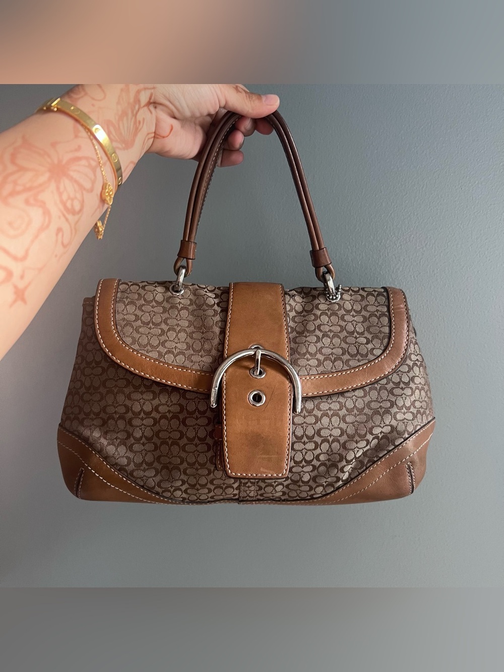 Vintage Coach Soho Signature Buckle Flap Bag